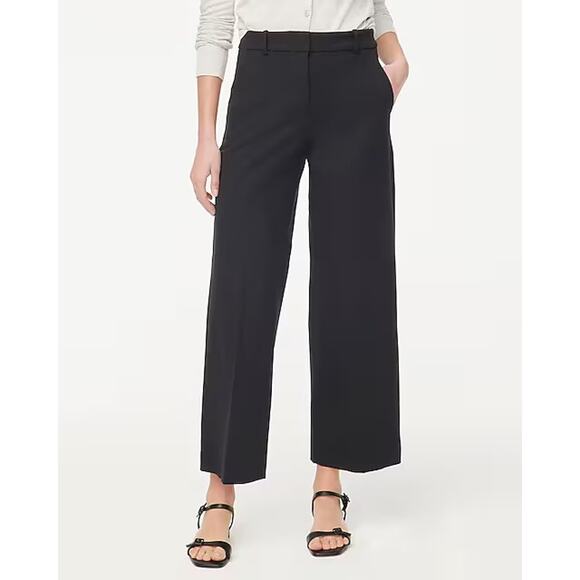 NWOT J.Crew Factory Remy Wide-Leg Cropped Stretch Dress Pant In Black Size 2 - Picture 1 of 9